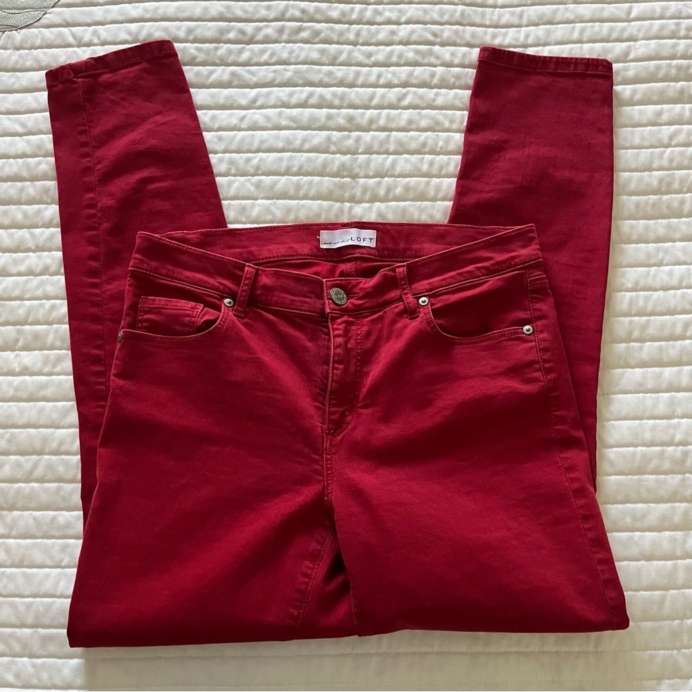 Loft Red Modern Skinny Crop Women's Jeans - Size 8 - Picture 2 of 11